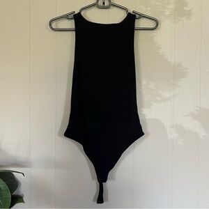 Black Babaton Sculpt Contour High Neck Sleeveless Bodysuit with snaps